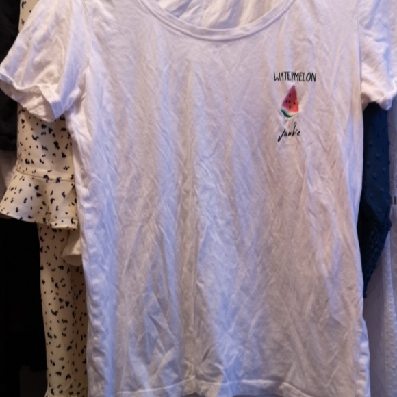 White Tee with 🍉 Embroidery - Picture 1 of 1